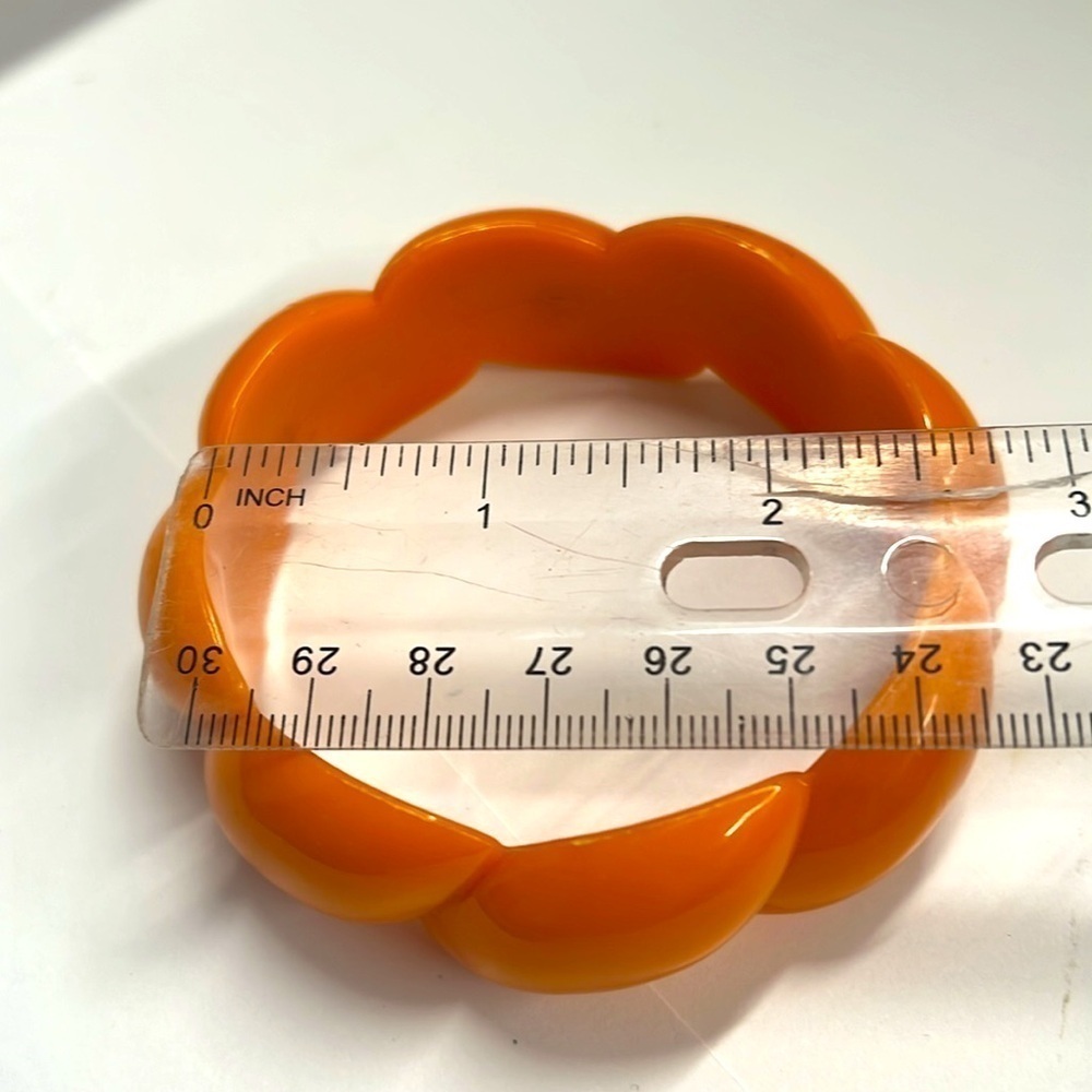 Orange Lucite Rope Pattern Bangle Bracelet - Picture 5 of 6